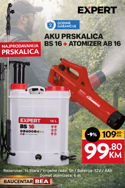 Aku prskalica BS 16 + atomizer AB 16